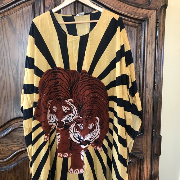 Vintage Magic Kaftan MuMu One Size Beaded with Tassels - Picture 3 of 6